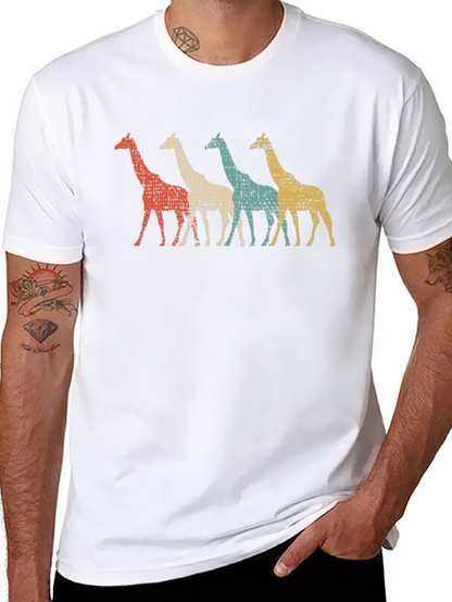 Retro Giraffe Graphic Tee - Black Unisex T-Shirt