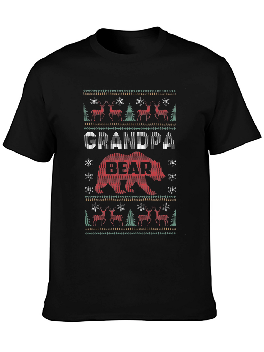 Grandpa Bear Ugly Christmas Sweater Style T-Shirt