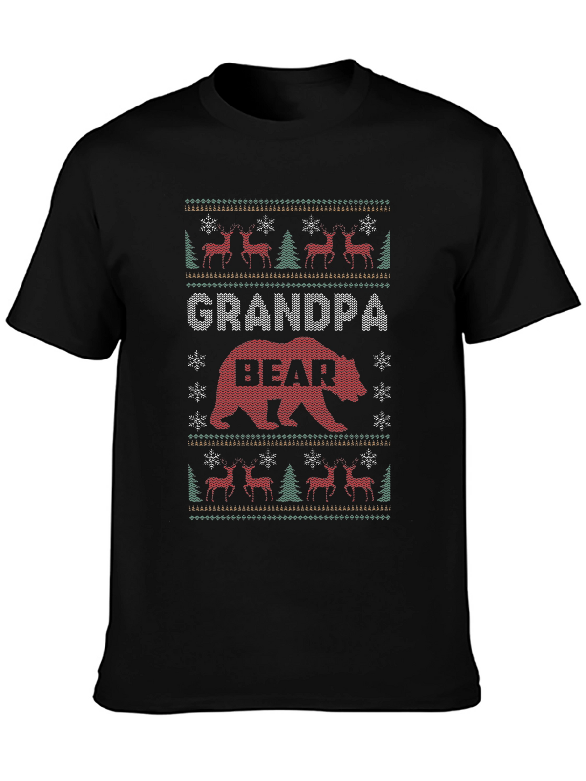 Grandpa Bear Ugly Christmas Sweater Style T-Shirt