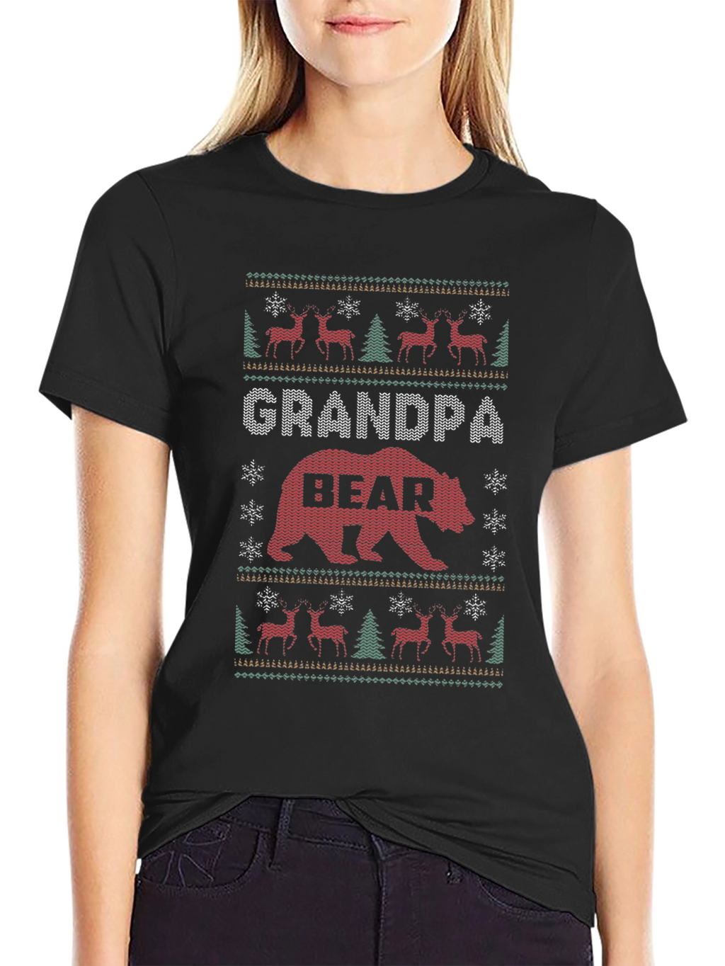 Grandpa Bear Ugly Christmas Sweater Style T-Shirt