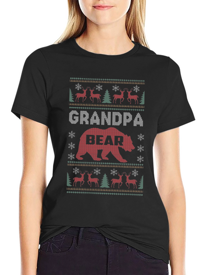 Grandpa Bear Ugly Christmas Sweater Style T-Shirt