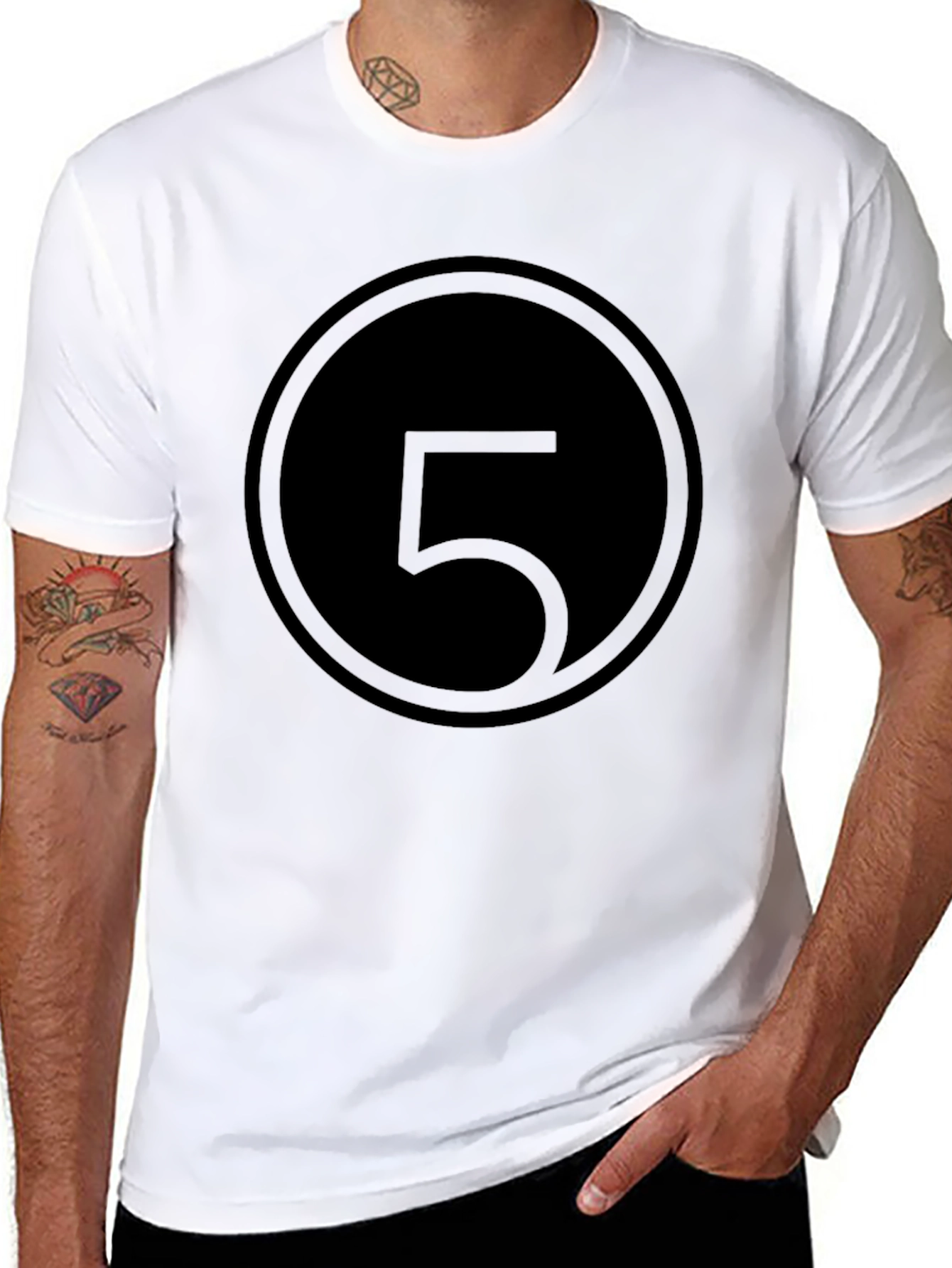 Number 5 Circle Graphic Tee - Stylish Menswear