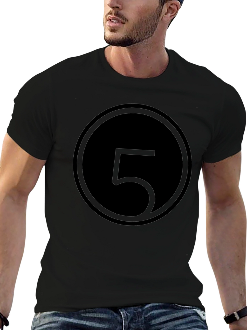 Number 5 Circle Graphic Tee - Stylish Menswear