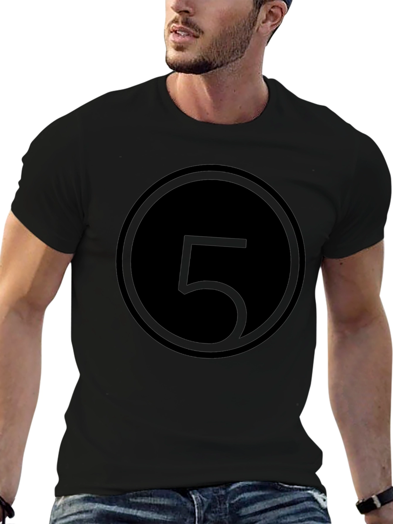 Number 5 Circle Graphic Tee - Stylish Menswear