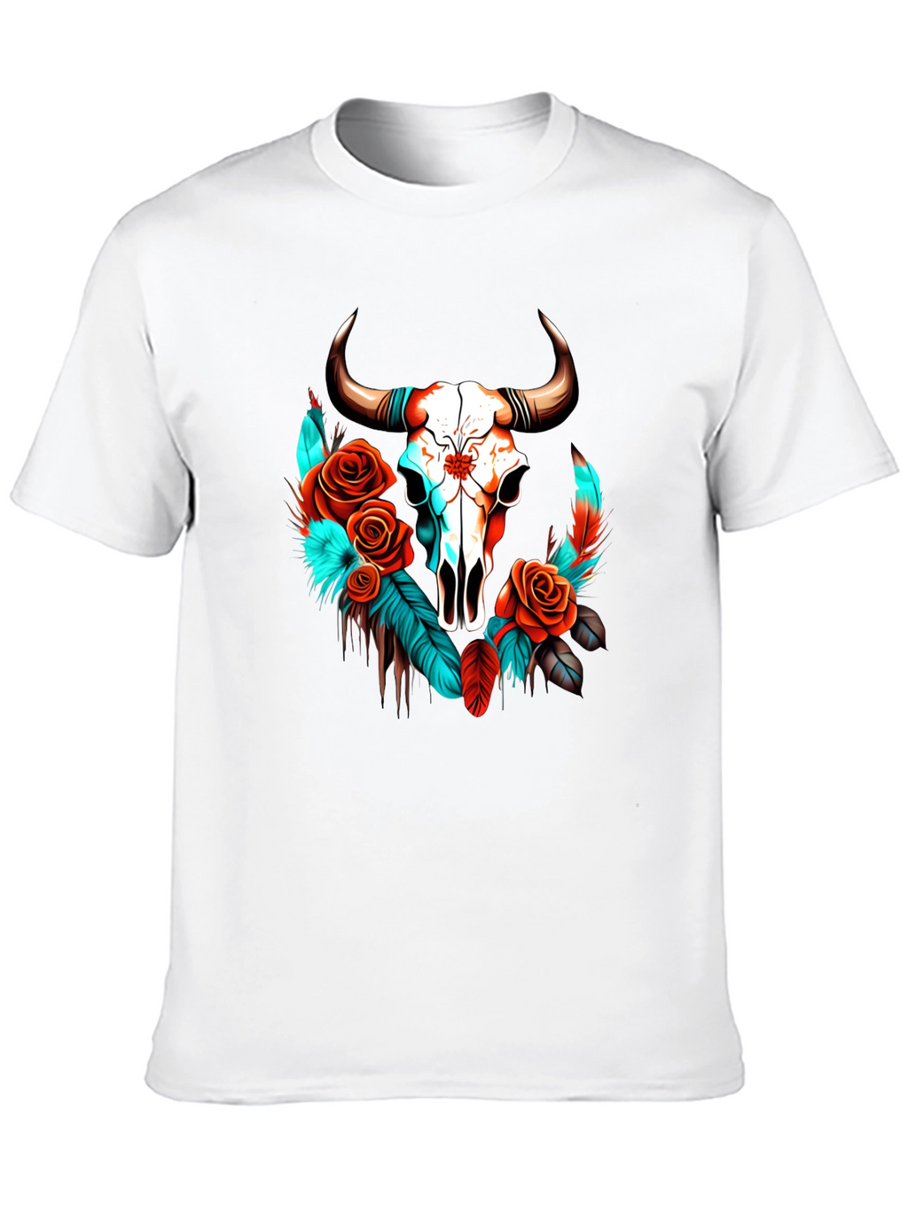 Skull & Roses Graphic Tee - Western Style