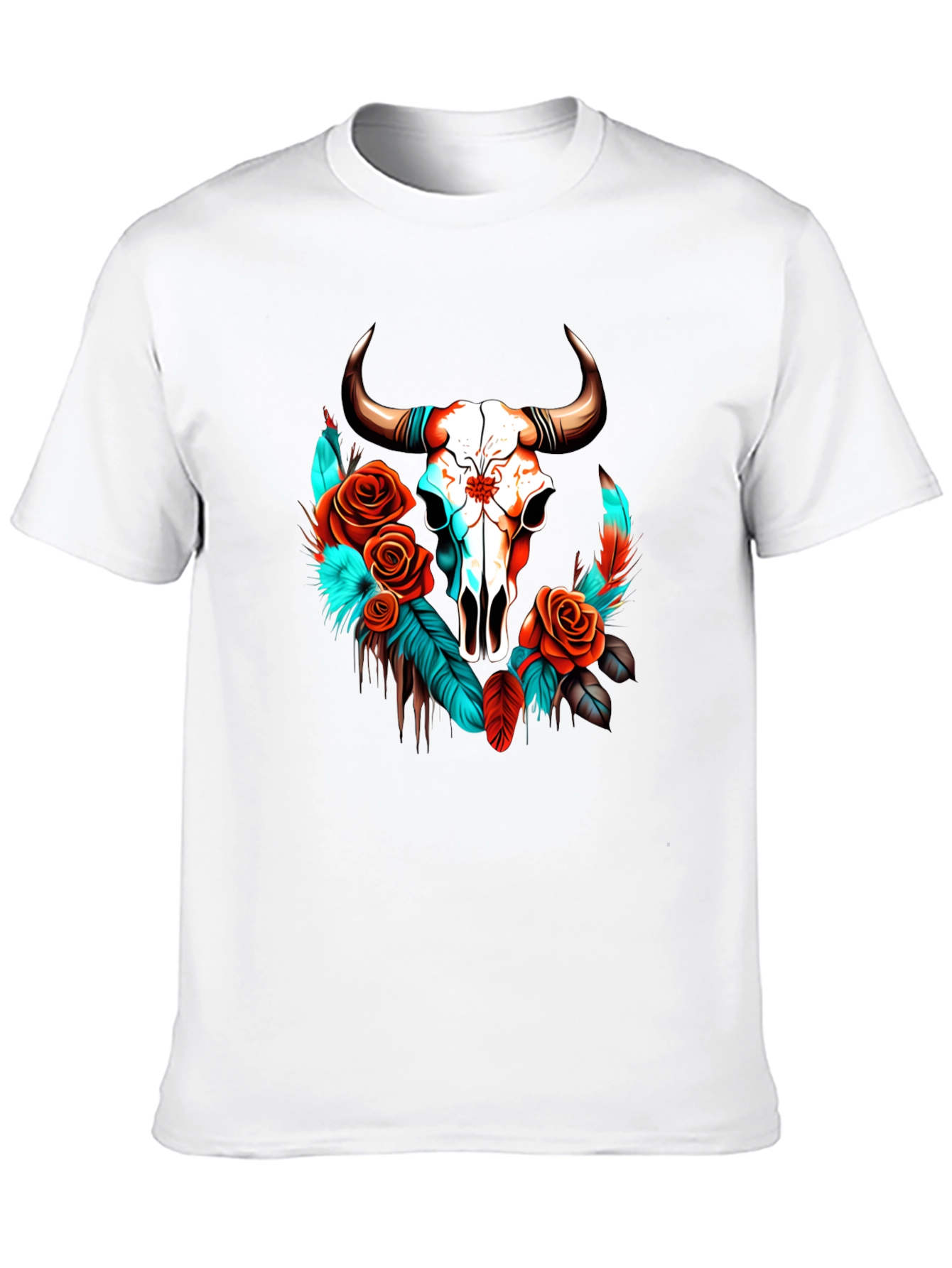 Skull & Roses Graphic Tee - Western Style