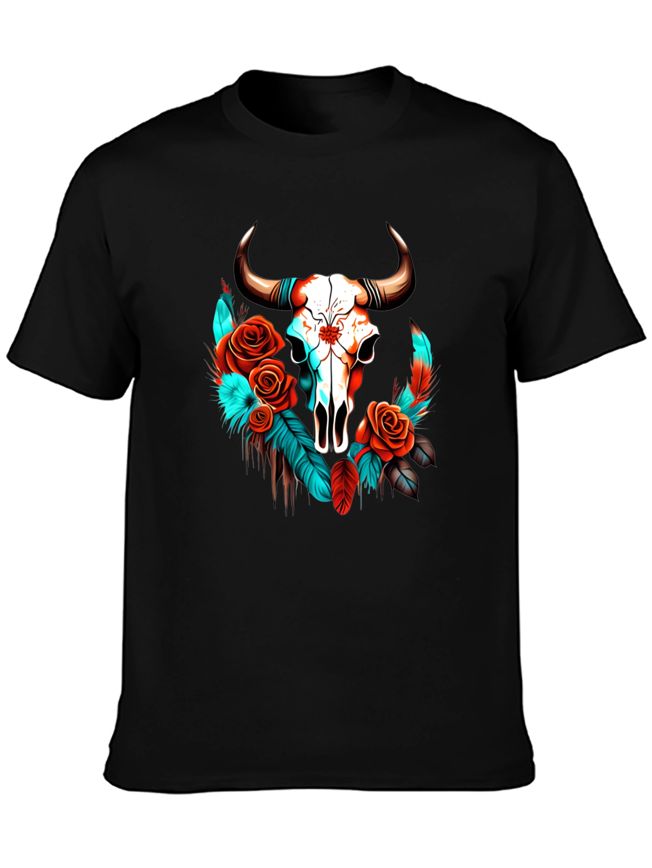 Skull & Roses Graphic Tee - Western Style