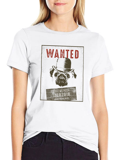 Wanted Pug Pizza Thief T-Shirt