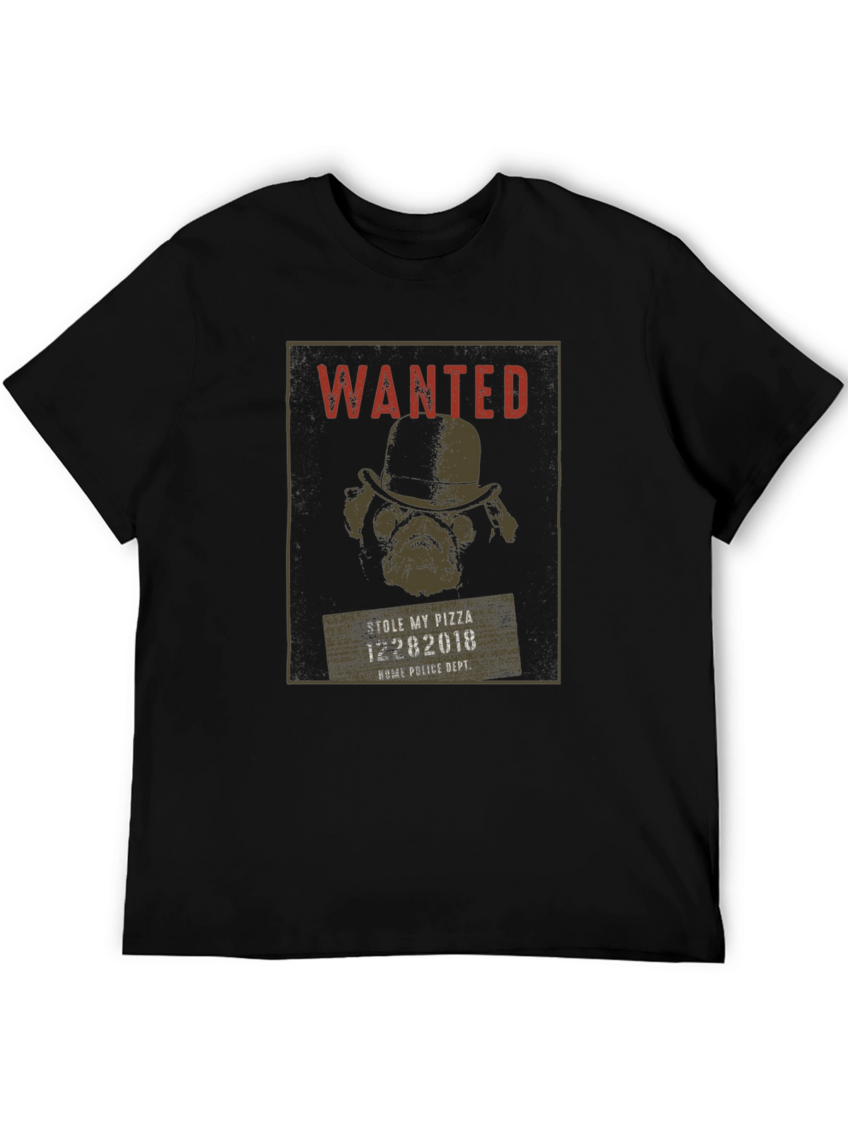 Wanted Pug Pizza Thief T-Shirt