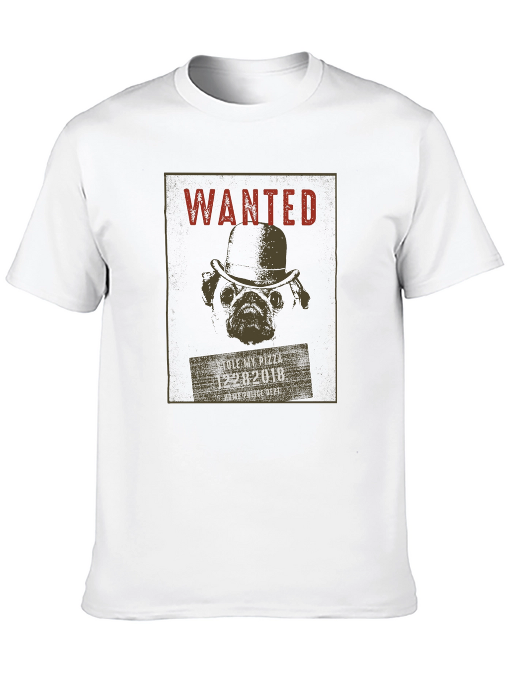 Wanted Pug Pizza Thief T-Shirt