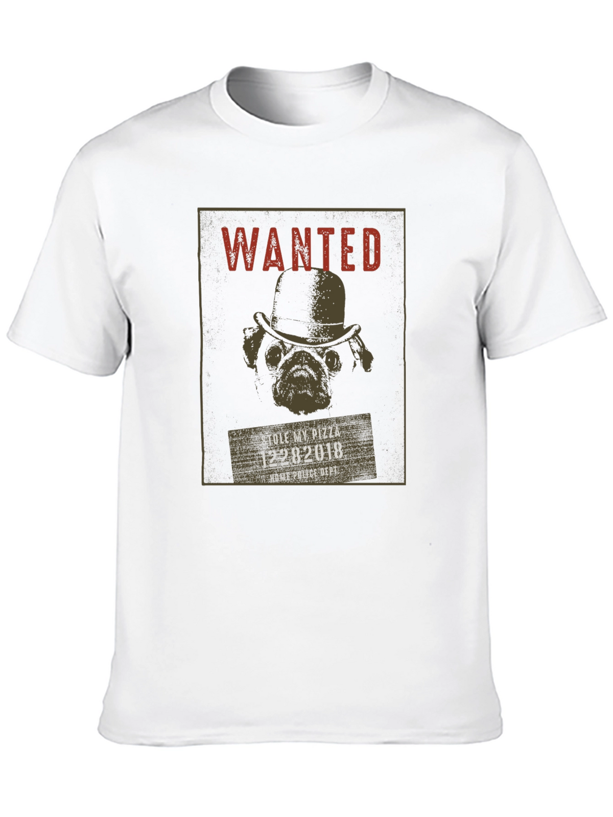 Wanted Pug Pizza Thief T-Shirt
