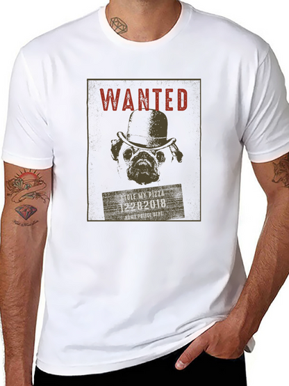 Wanted Pug Pizza Thief T-Shirt