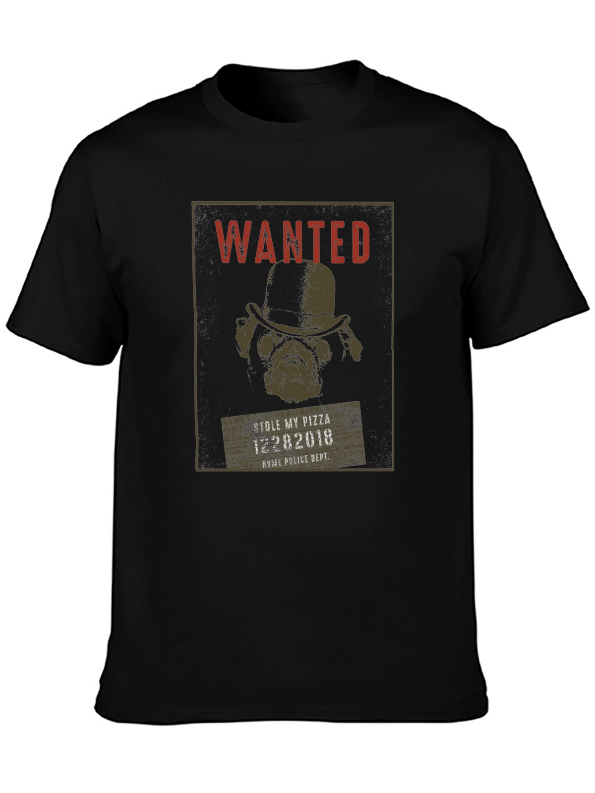 Wanted Pug Pizza Thief T-Shirt