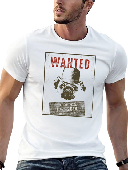 Wanted Pug Pizza Thief T-Shirt
