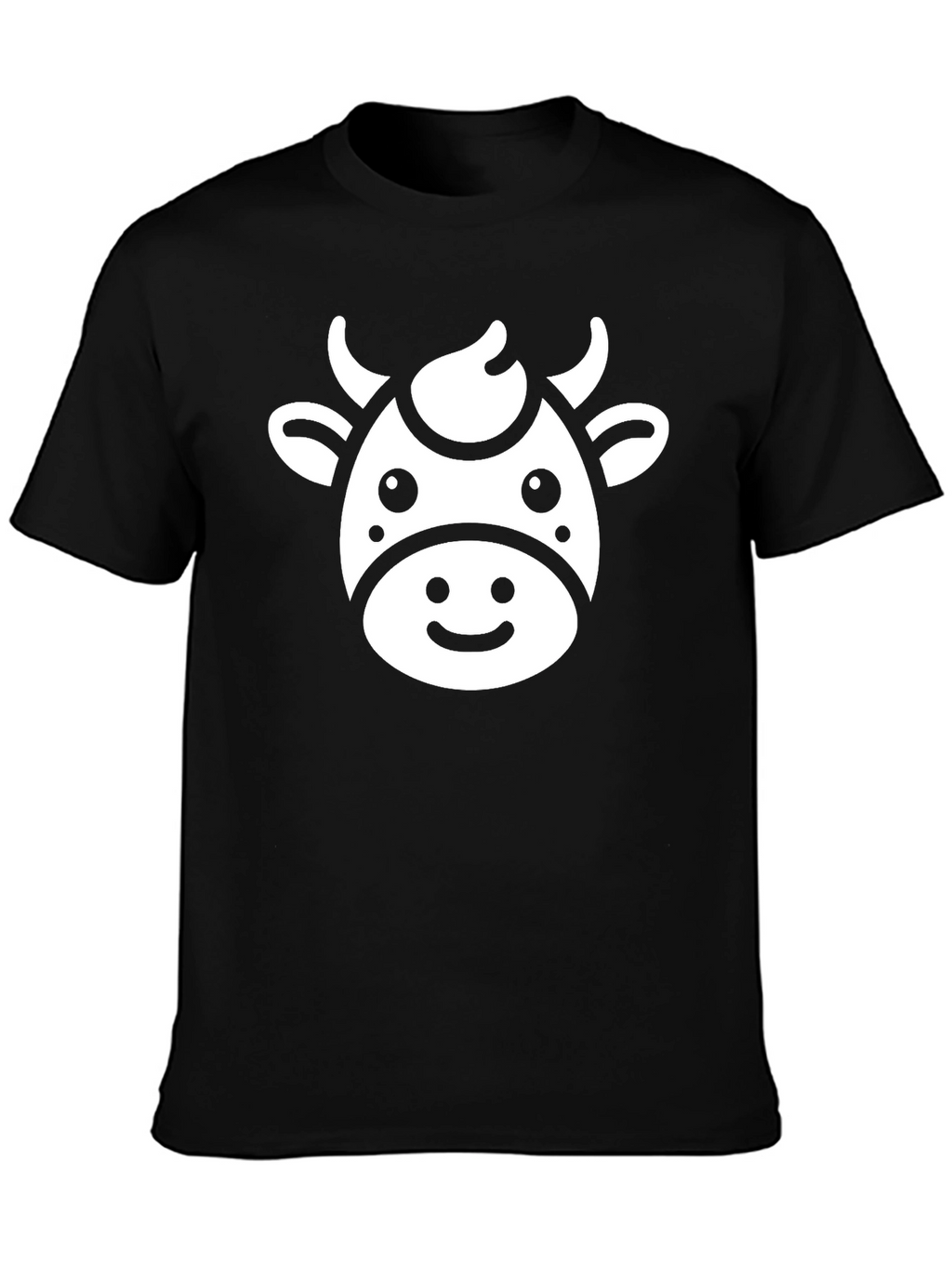 Cute Cow Graphic Tee - Black Cotton T-Shirt