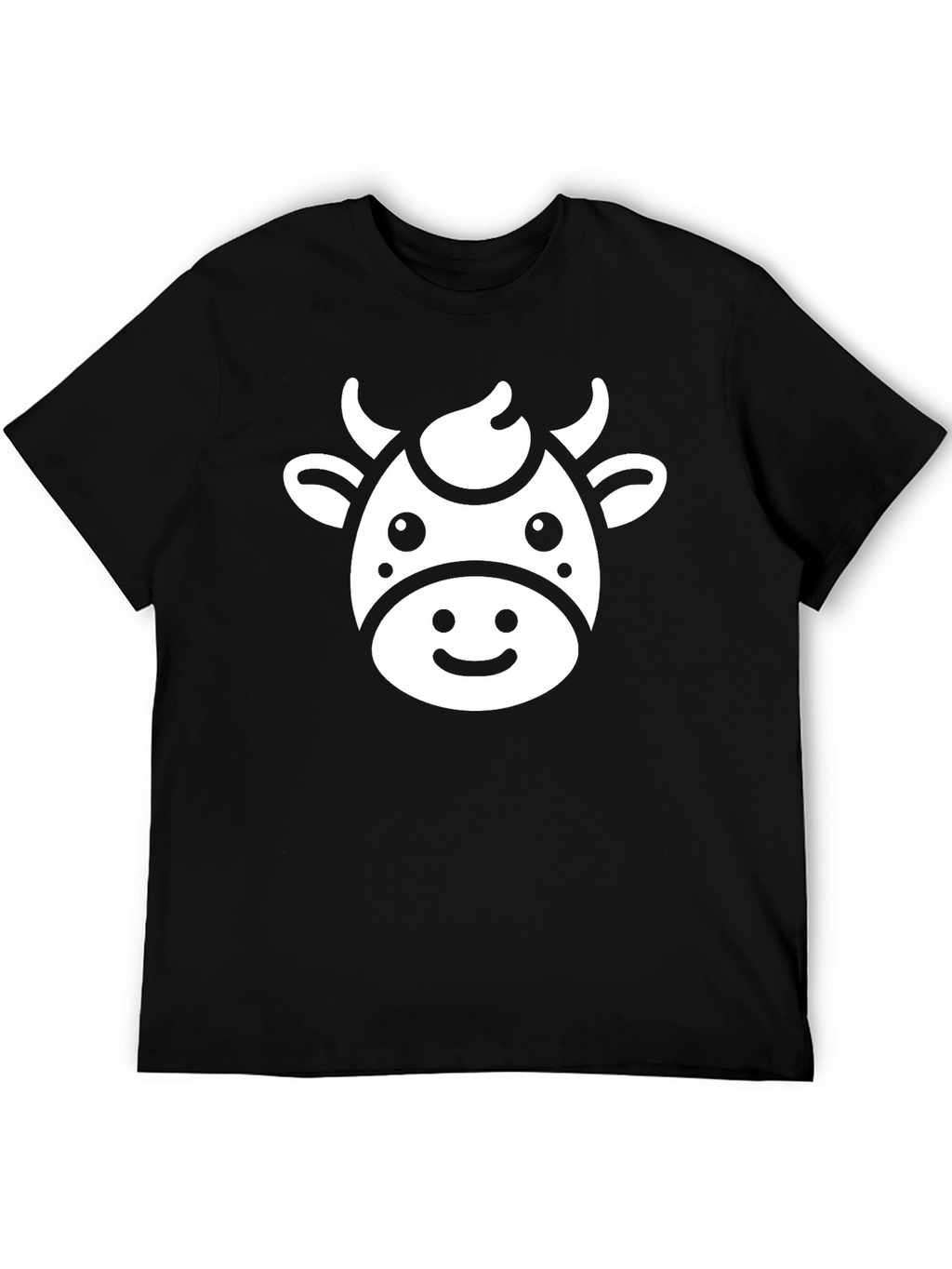 Cute Cow Graphic Tee - Black Cotton T-Shirt