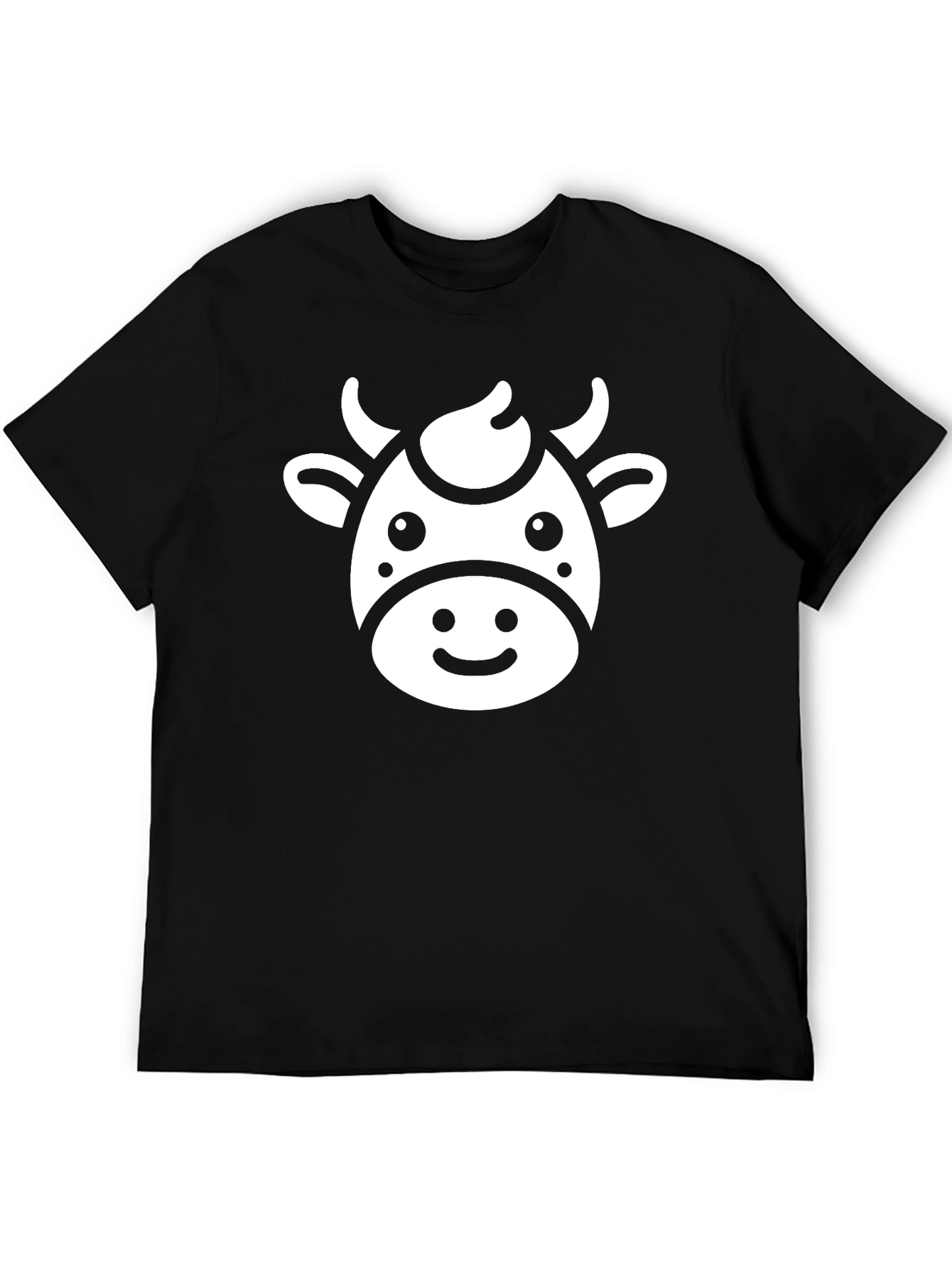 Cute Cow Graphic Tee - Black Cotton T-Shirt