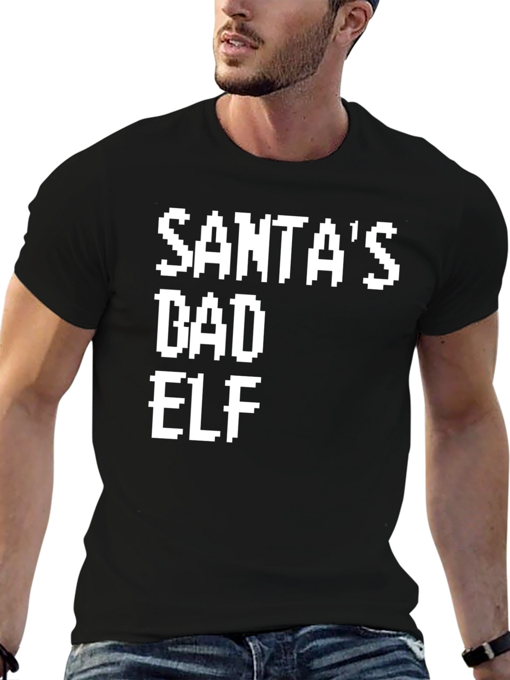 Santas Bad Elf Pixel Tee