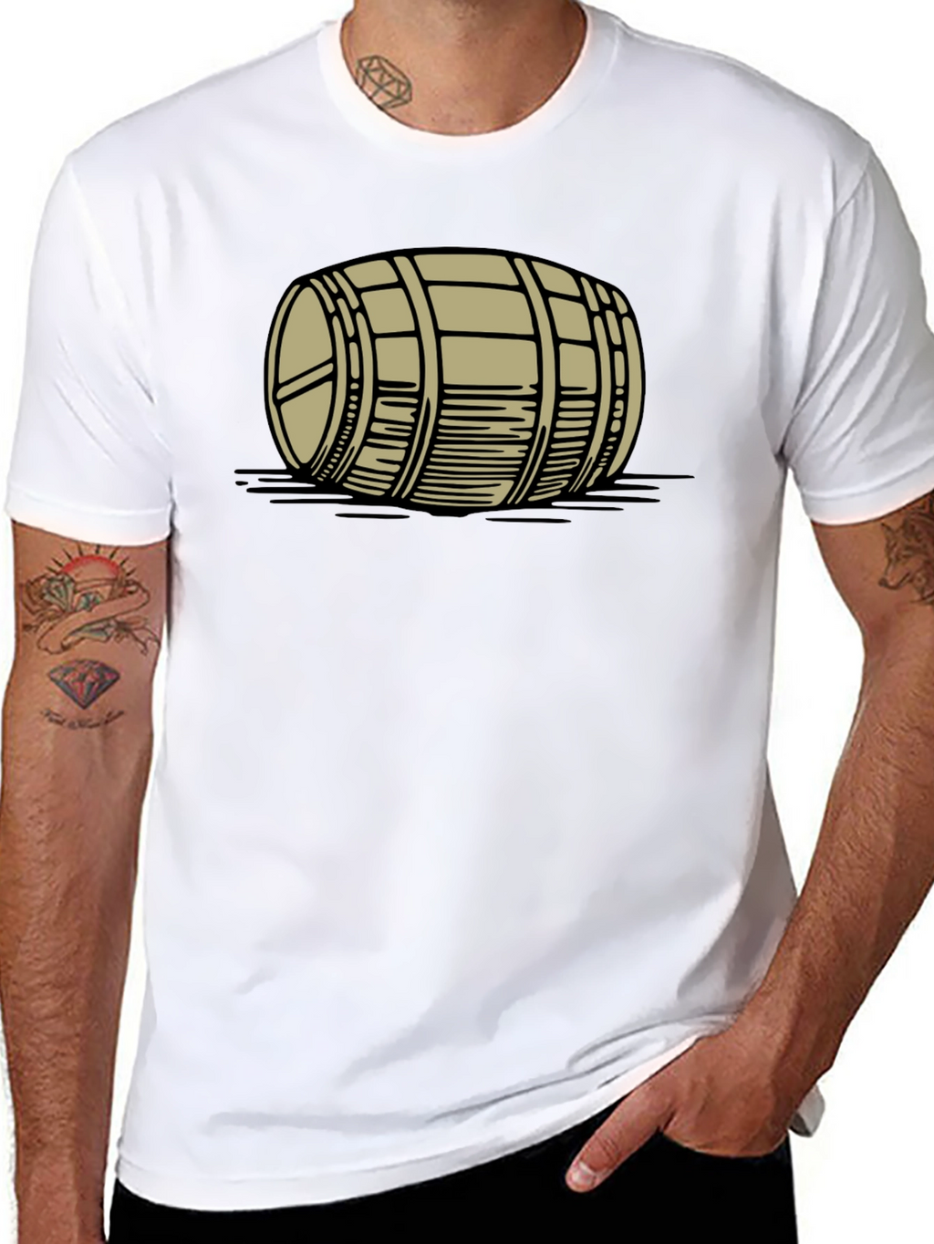 Barrel Graphic Tee - Black Cotton Casual Shirt