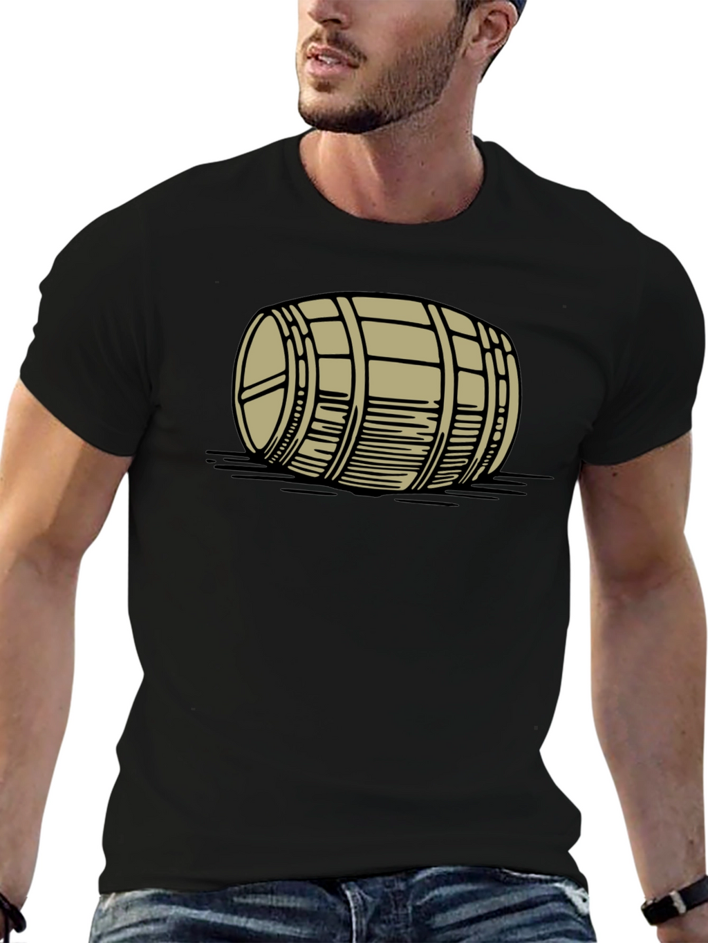 Barrel Graphic Tee - Black Cotton Casual Shirt