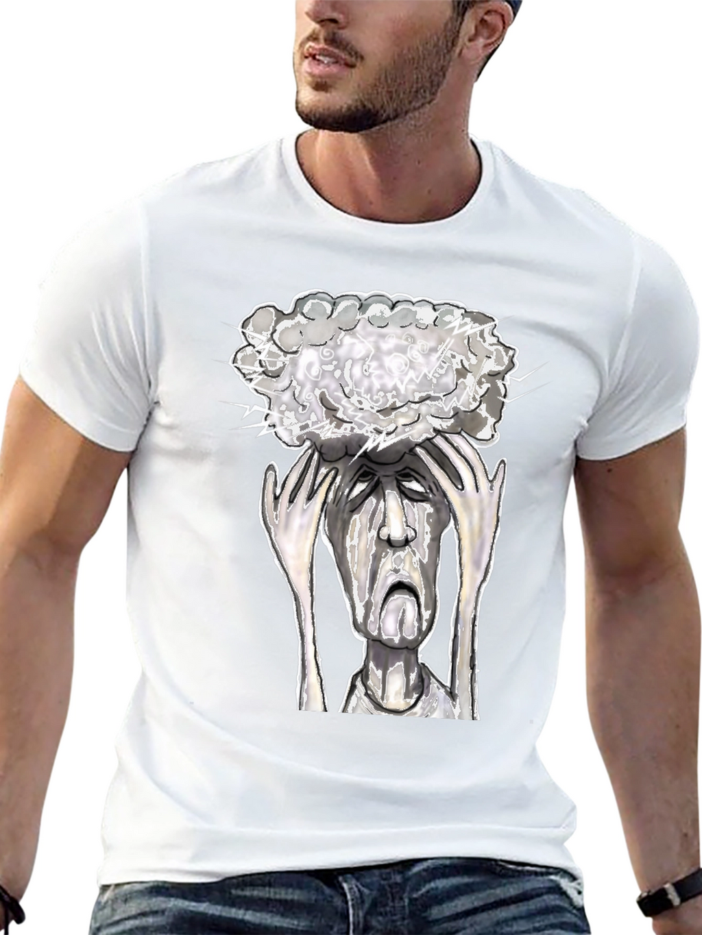 Mind Storm Tee: Overwhelmed Graphic T-Shirt