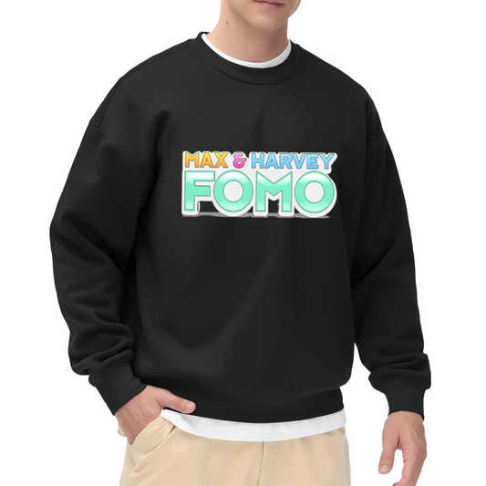 Max And Harvey FOMO Sweatshirt | Retro Gradient Lettering Graphic Crewneck, 90s Streetwear Logo Pullover Top, Pop Culture Gift for Men Women