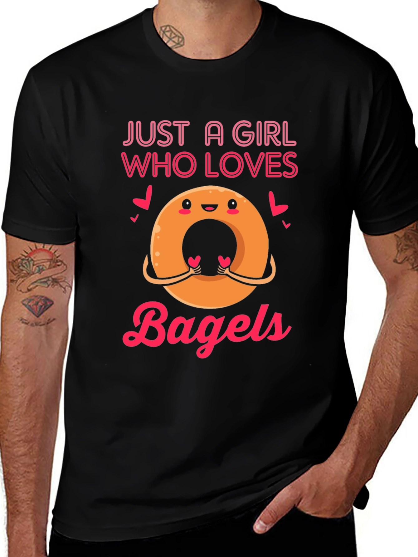Just a Girl Who Loves Bagels T-Shirt Funny Cute Foodie Tee