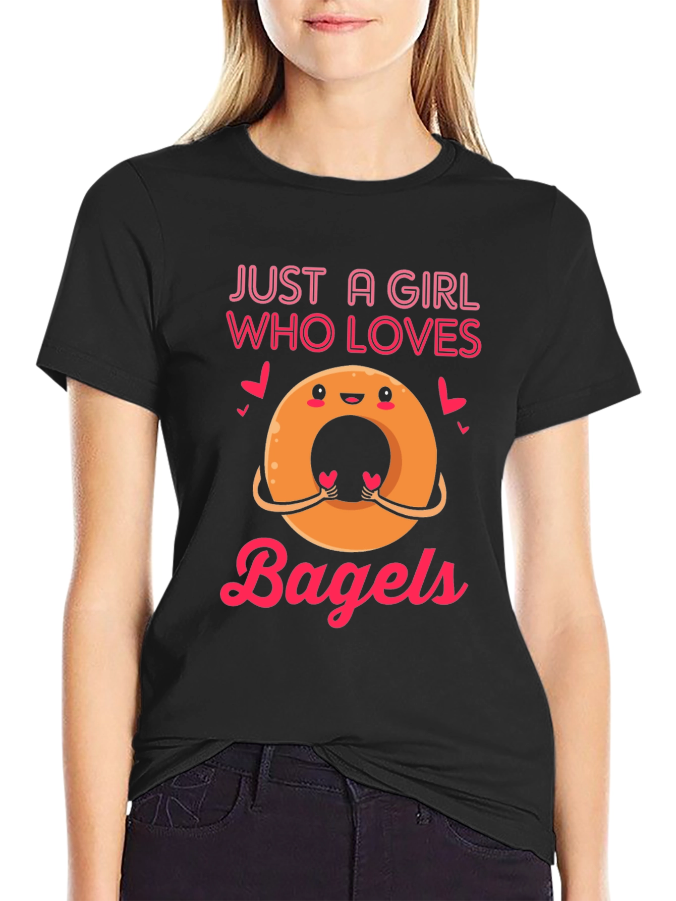 Just a Girl Who Loves Bagels T-Shirt Funny Cute Foodie Tee