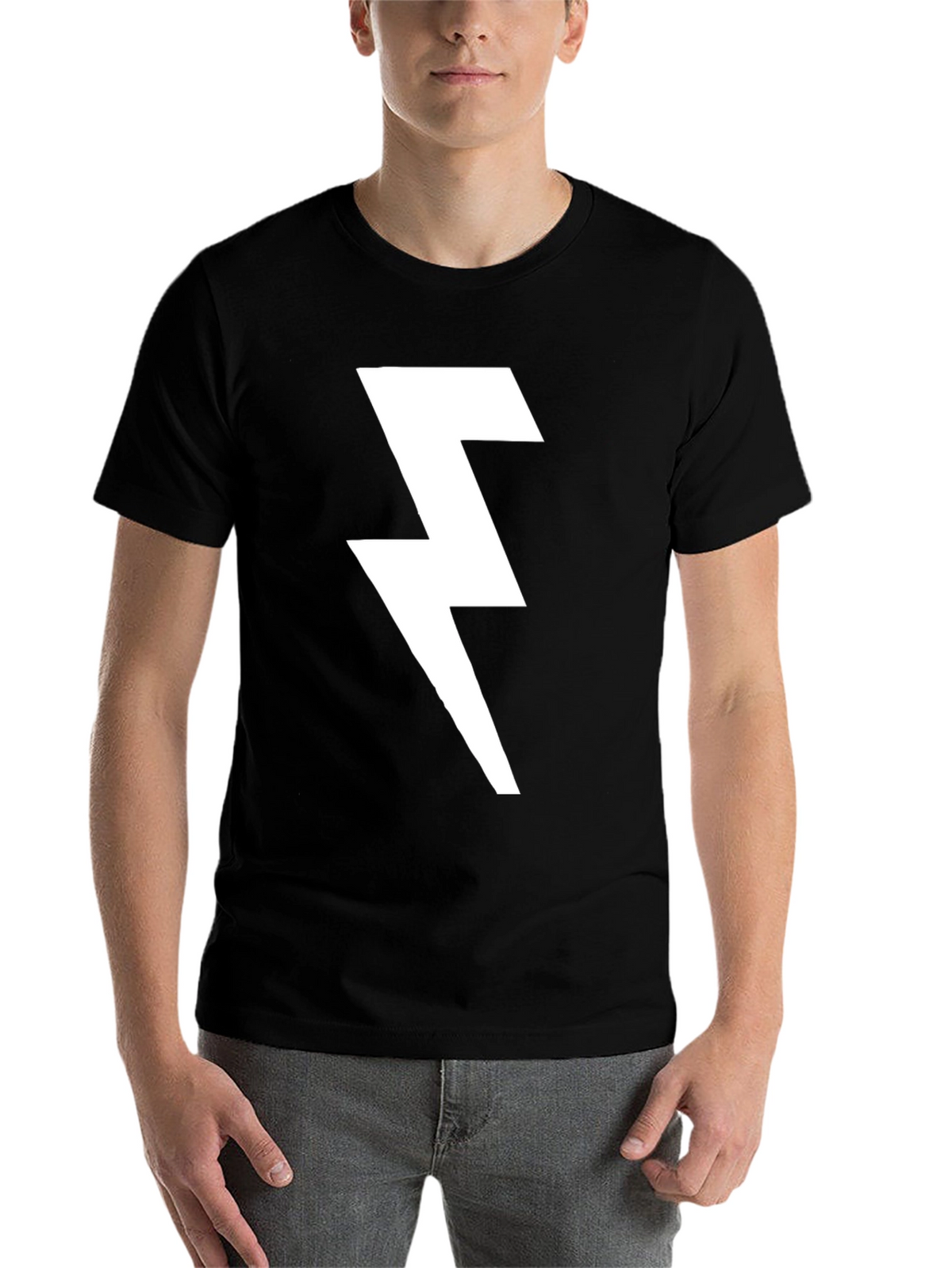 Lightning Bolt Graphic T-Shirt - Bold Black Tee