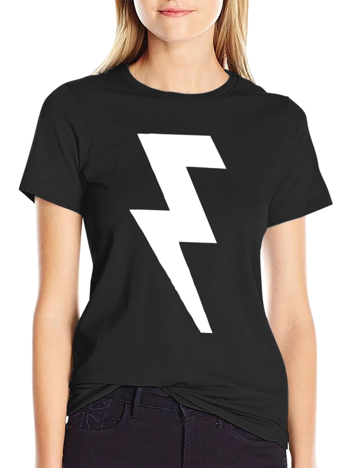 Lightning Bolt Graphic T-Shirt - Bold Black Tee