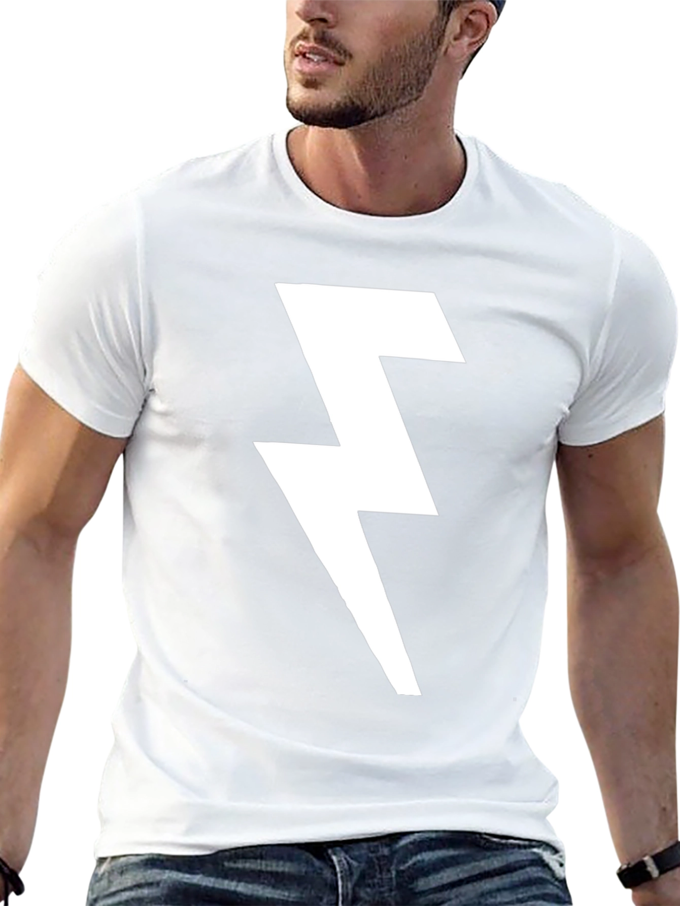 Lightning Bolt Graphic T-Shirt - Bold Black Tee