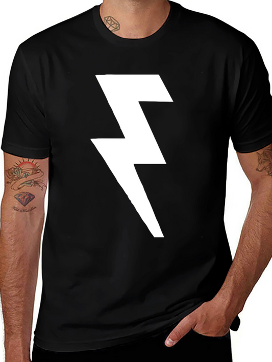 Lightning Bolt Graphic T-Shirt - Bold Black Tee