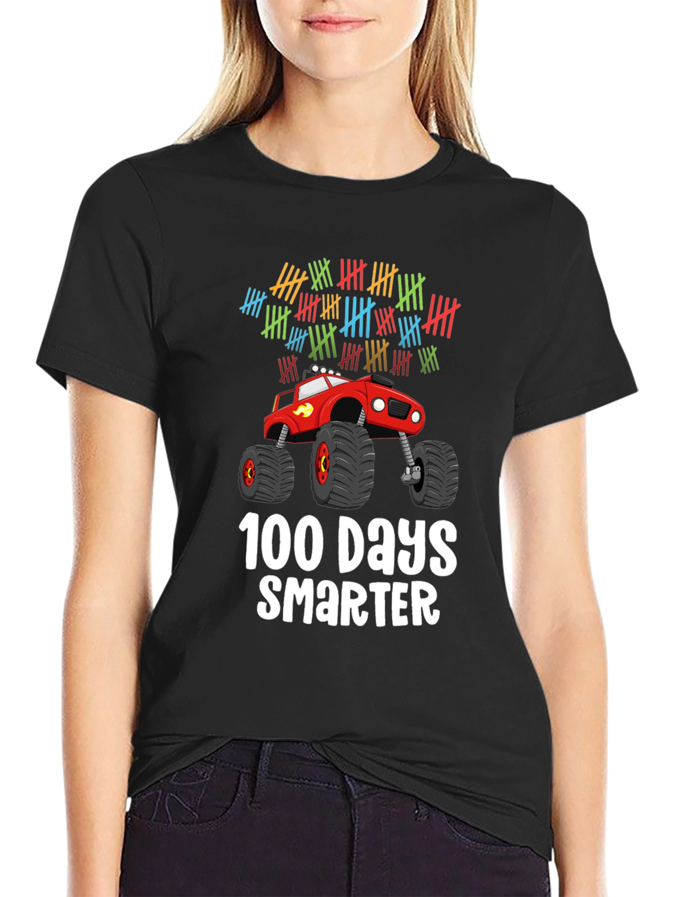 100 Days Smarter Monster Truck T-Shirt