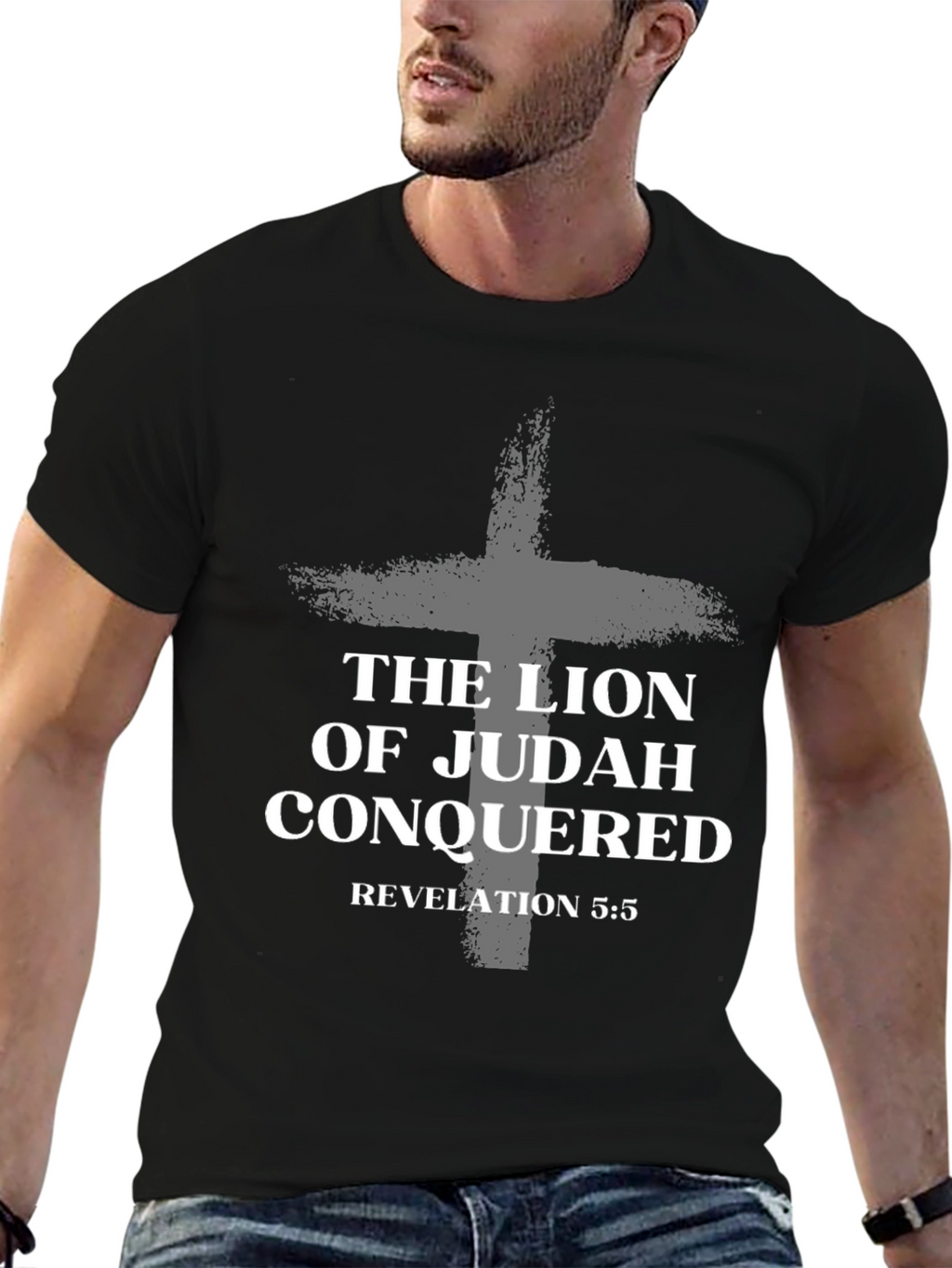 Lion of Judah Conquered Black T-Shirt Revelation 5:5