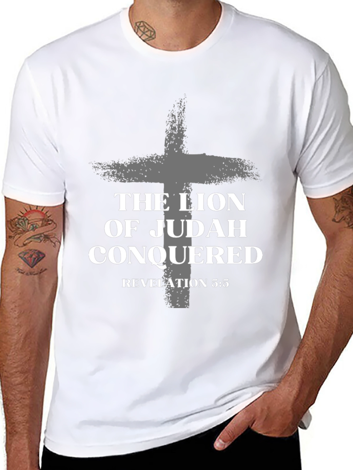 Lion of Judah Conquered Black T-Shirt Revelation 5:5