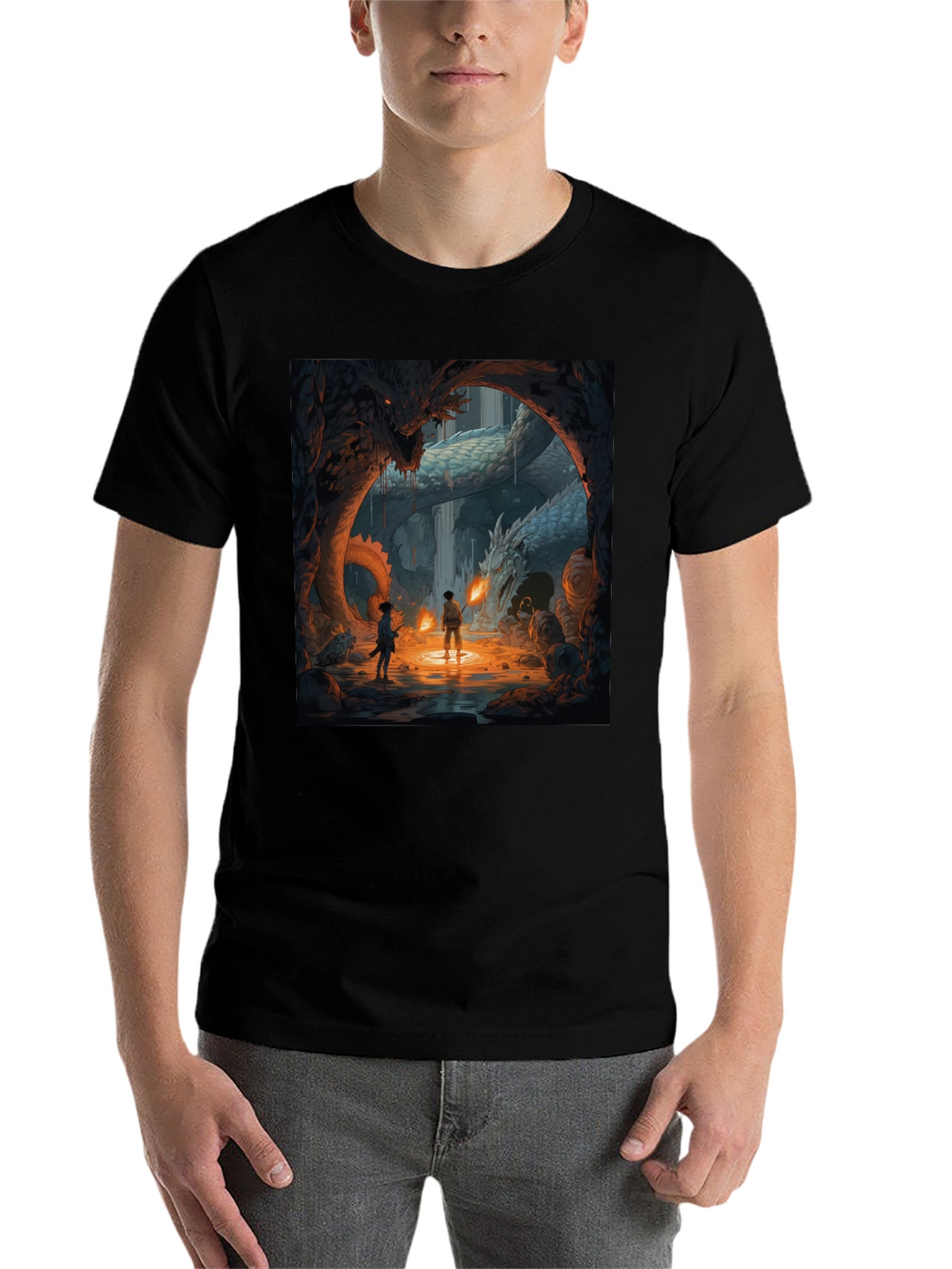 Dragon Cave Graphic Tee - Fantasy Art T-Shirt