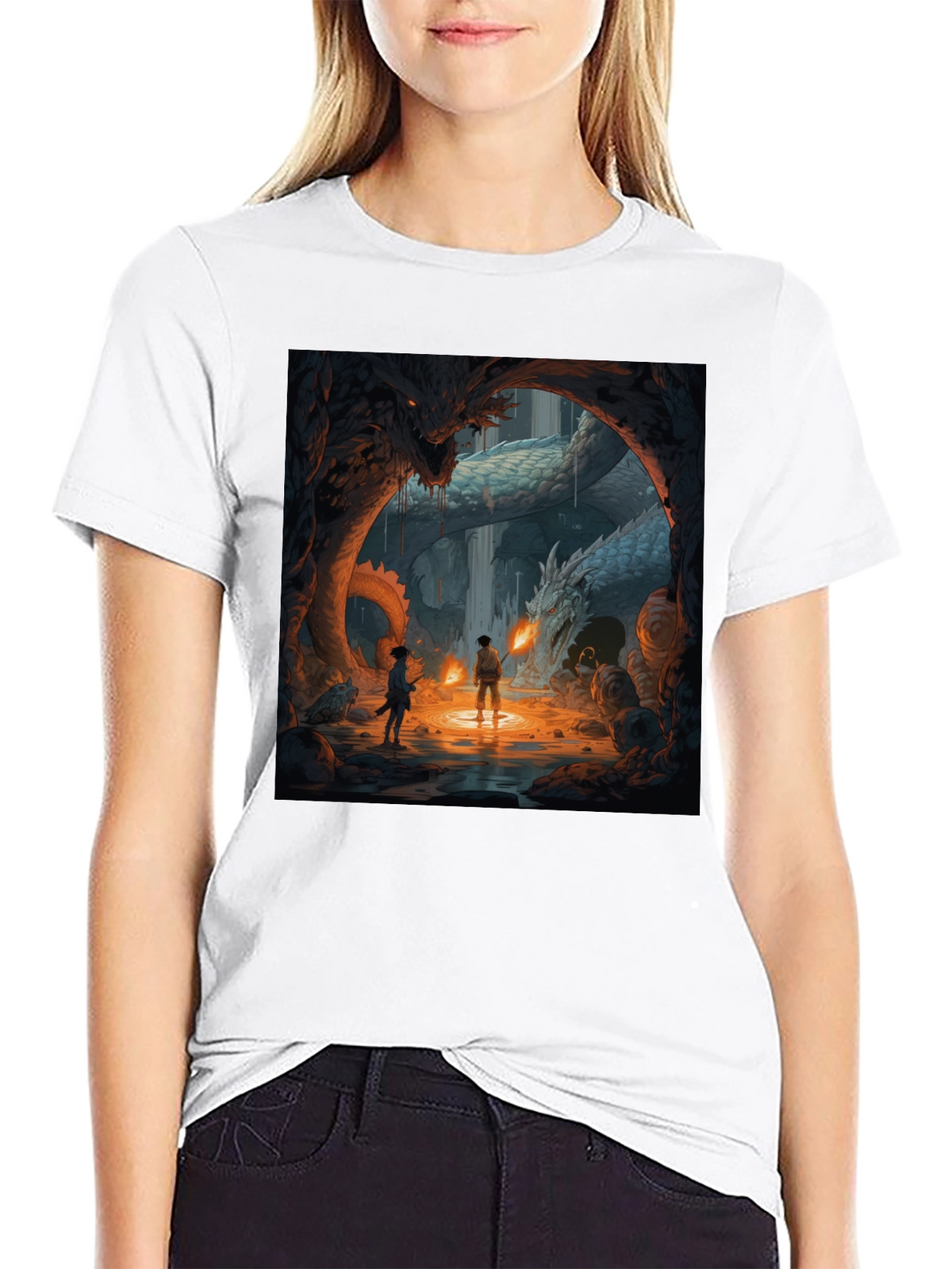 Dragon Cave Graphic Tee - Fantasy Art T-Shirt