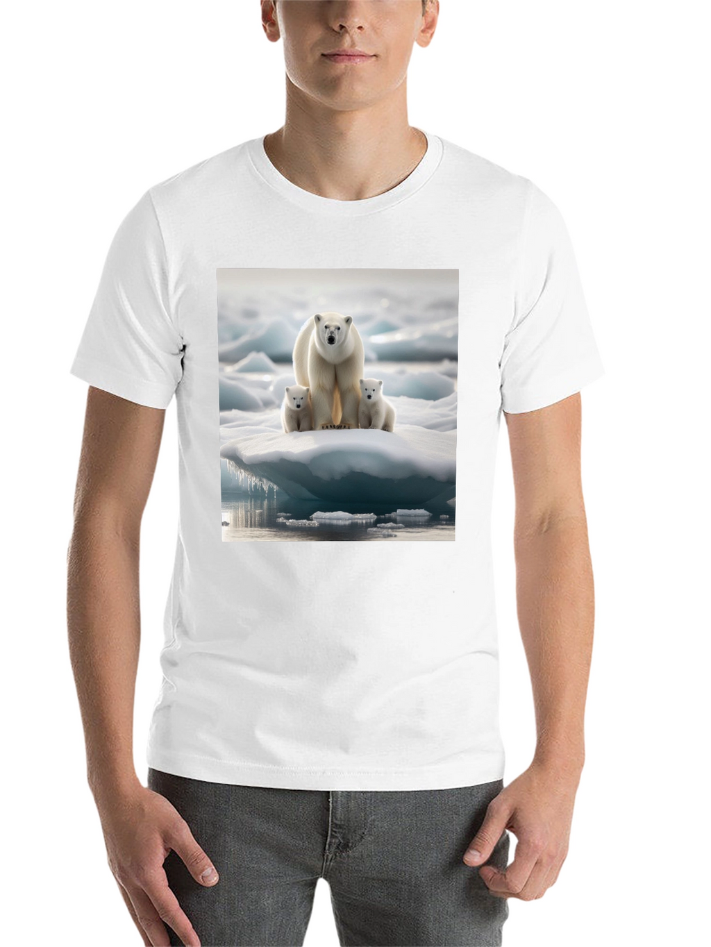 Polar Bear Family Black T-Shirt