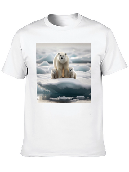 Polar Bear Family Black T-Shirt