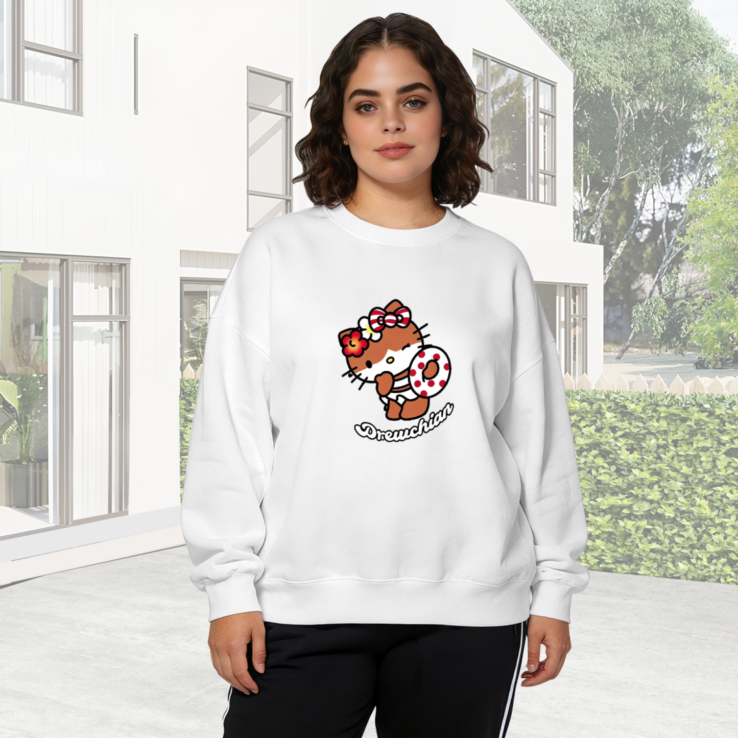 Vacation Vibe Summer Hello Kitty Graphic Crewneck Sweatshirt