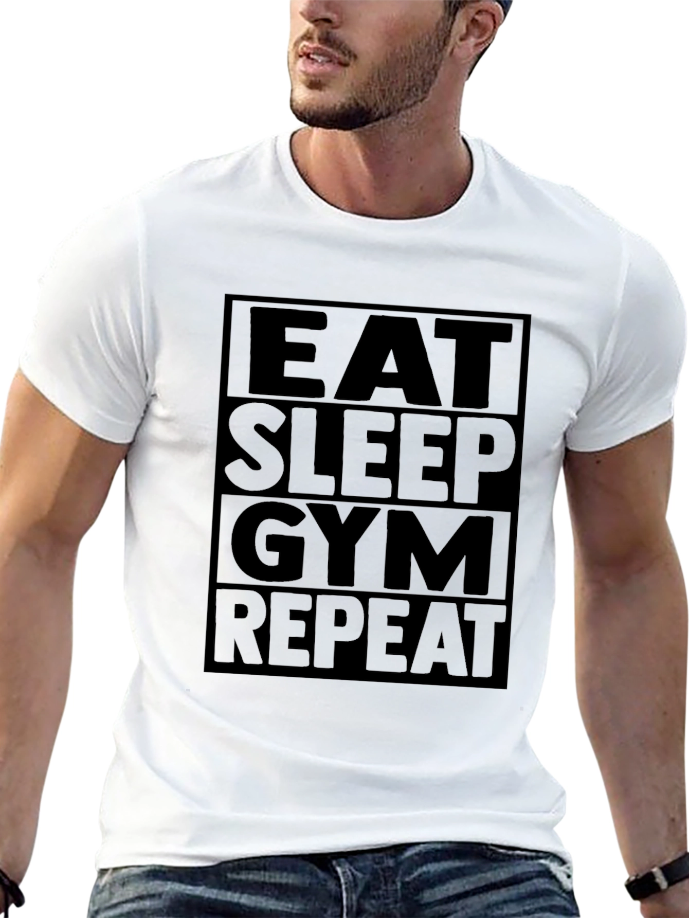 Eat Sleep Gym Repeat T-Shirt - Black Fitness Tee