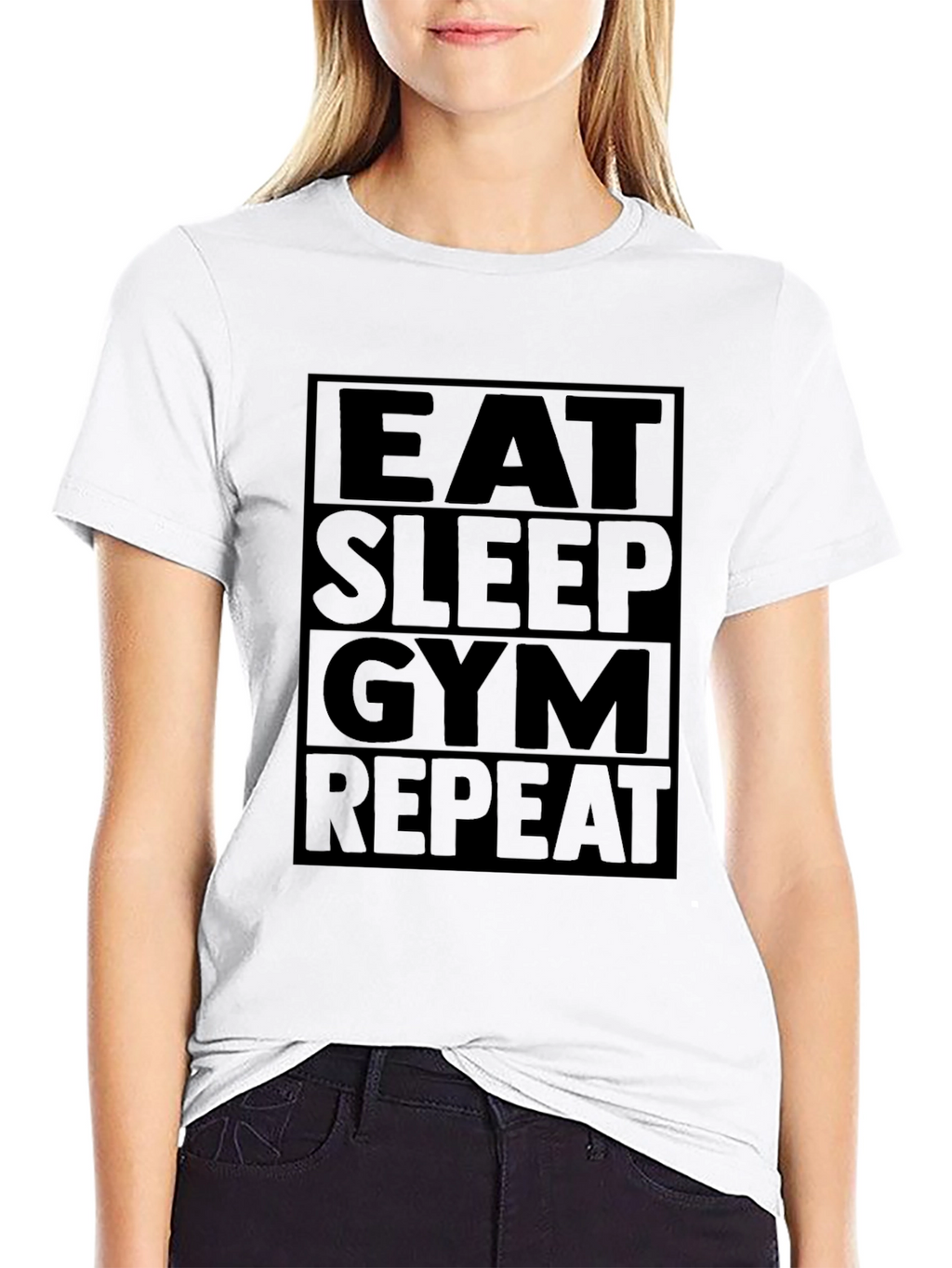 Eat Sleep Gym Repeat T-Shirt - Black Fitness Tee