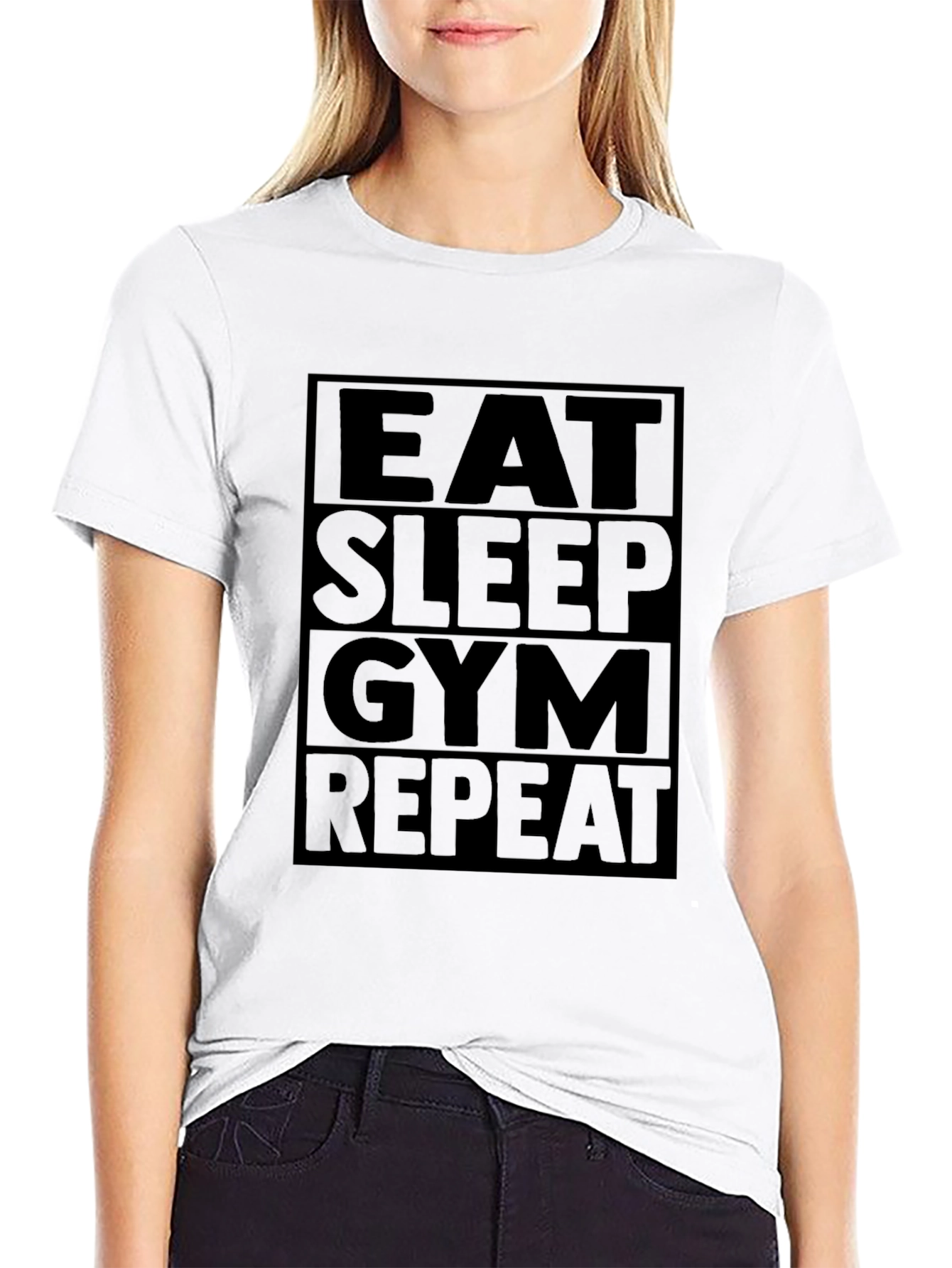 Eat Sleep Gym Repeat T-Shirt - Black Fitness Tee