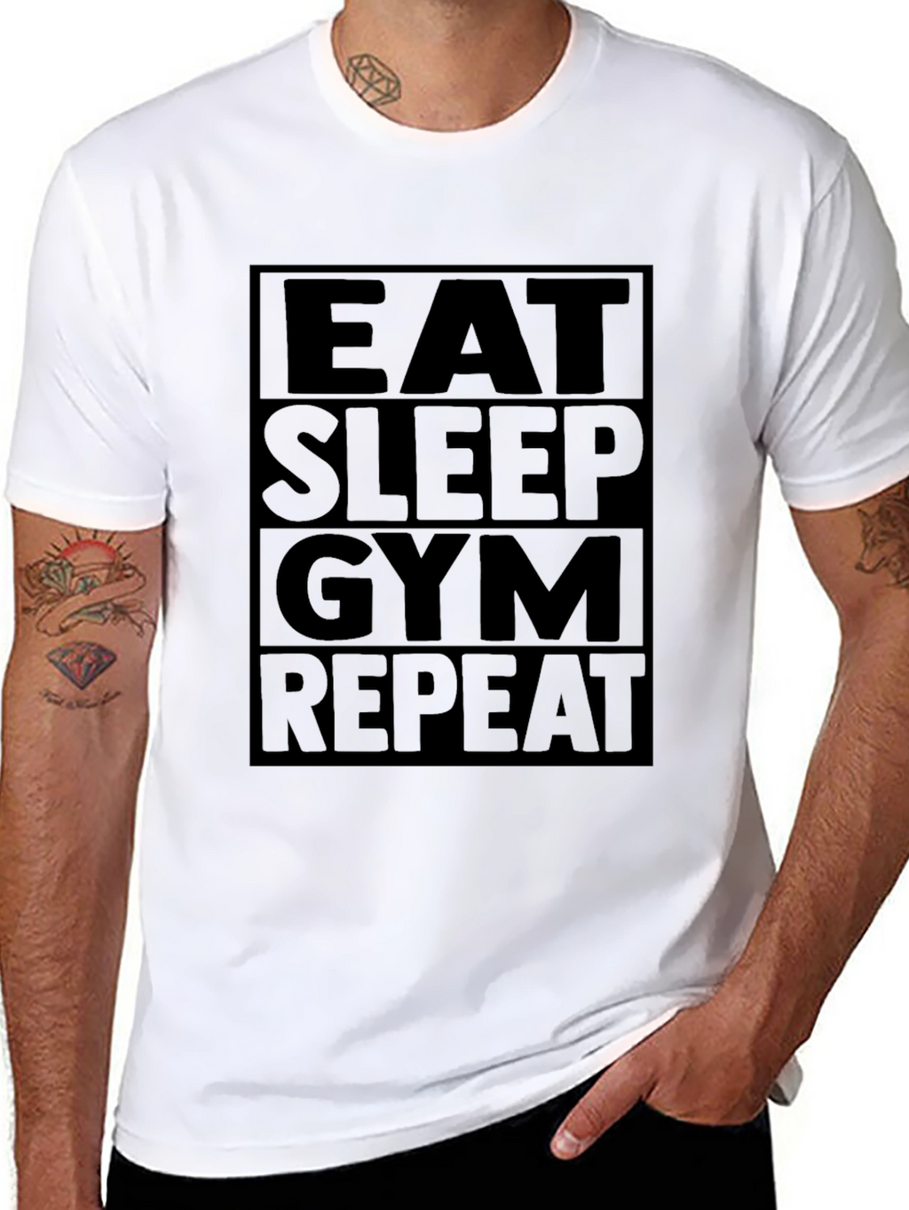 Eat Sleep Gym Repeat T-Shirt - Black Fitness Tee