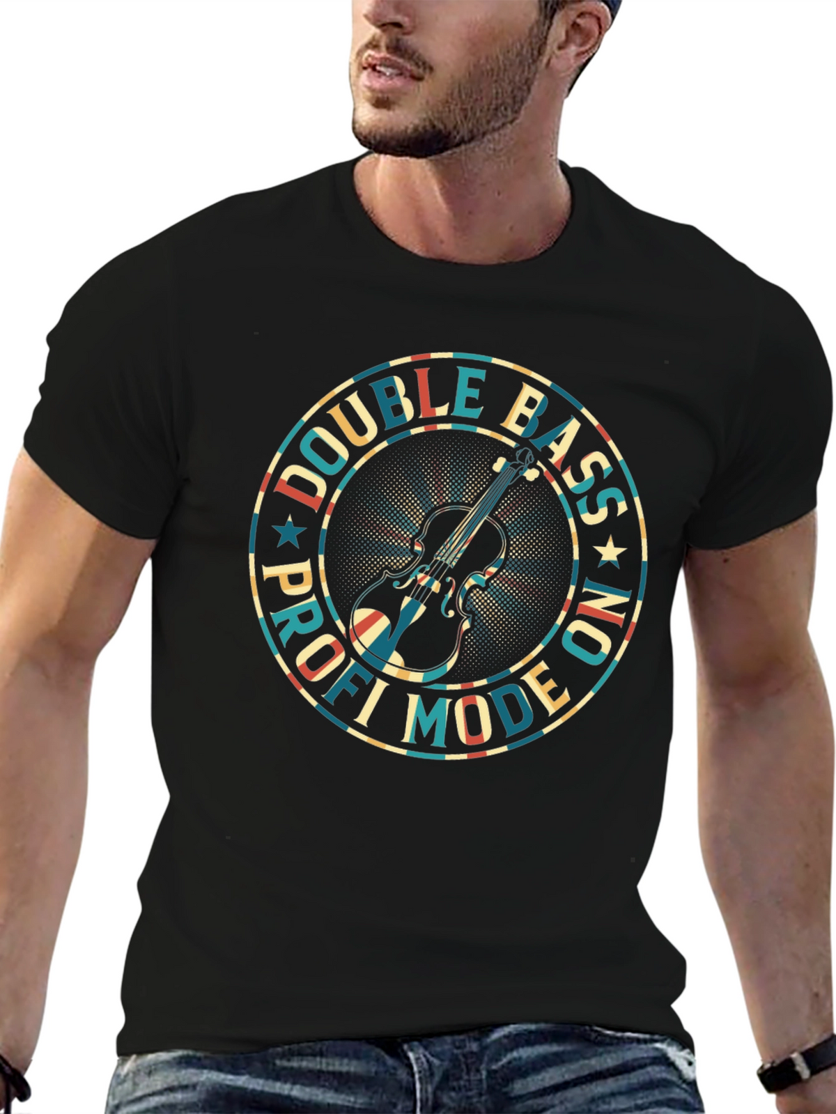 Double Bass Pro Mode On Black T-Shirt
