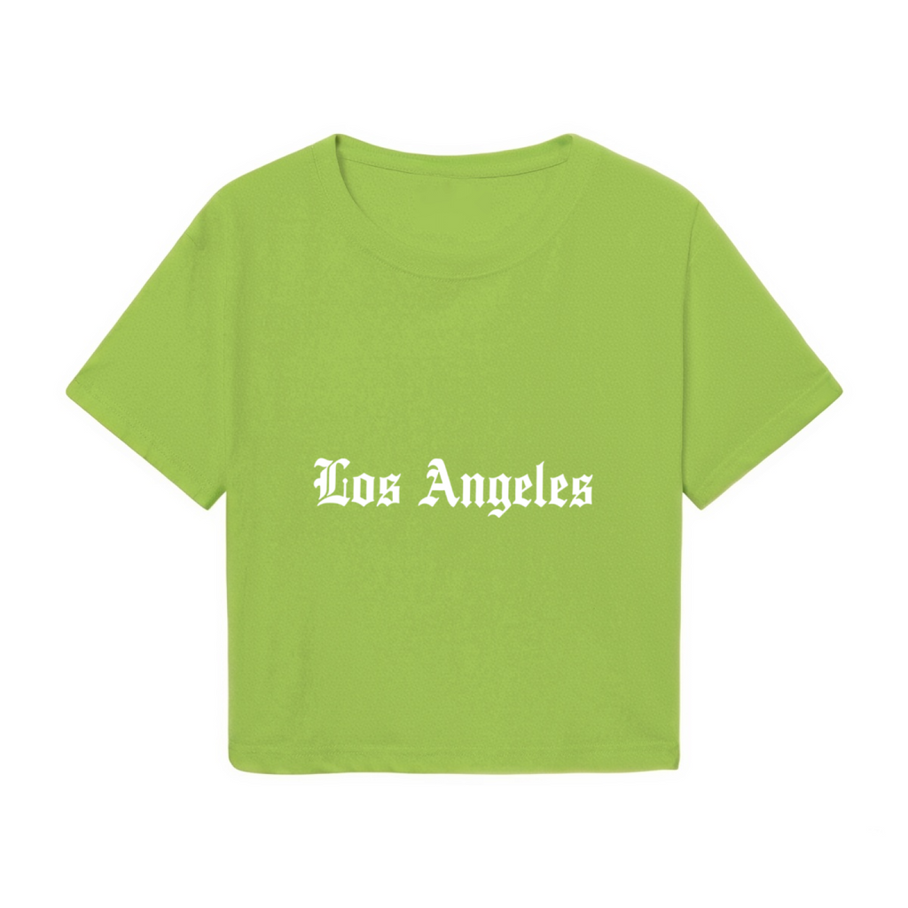 Gothic Old English Los Angeles Fresh Green Crop Top