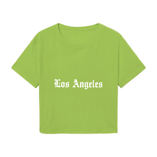 Gothic Old English Los Angeles Fresh Green Crop Top