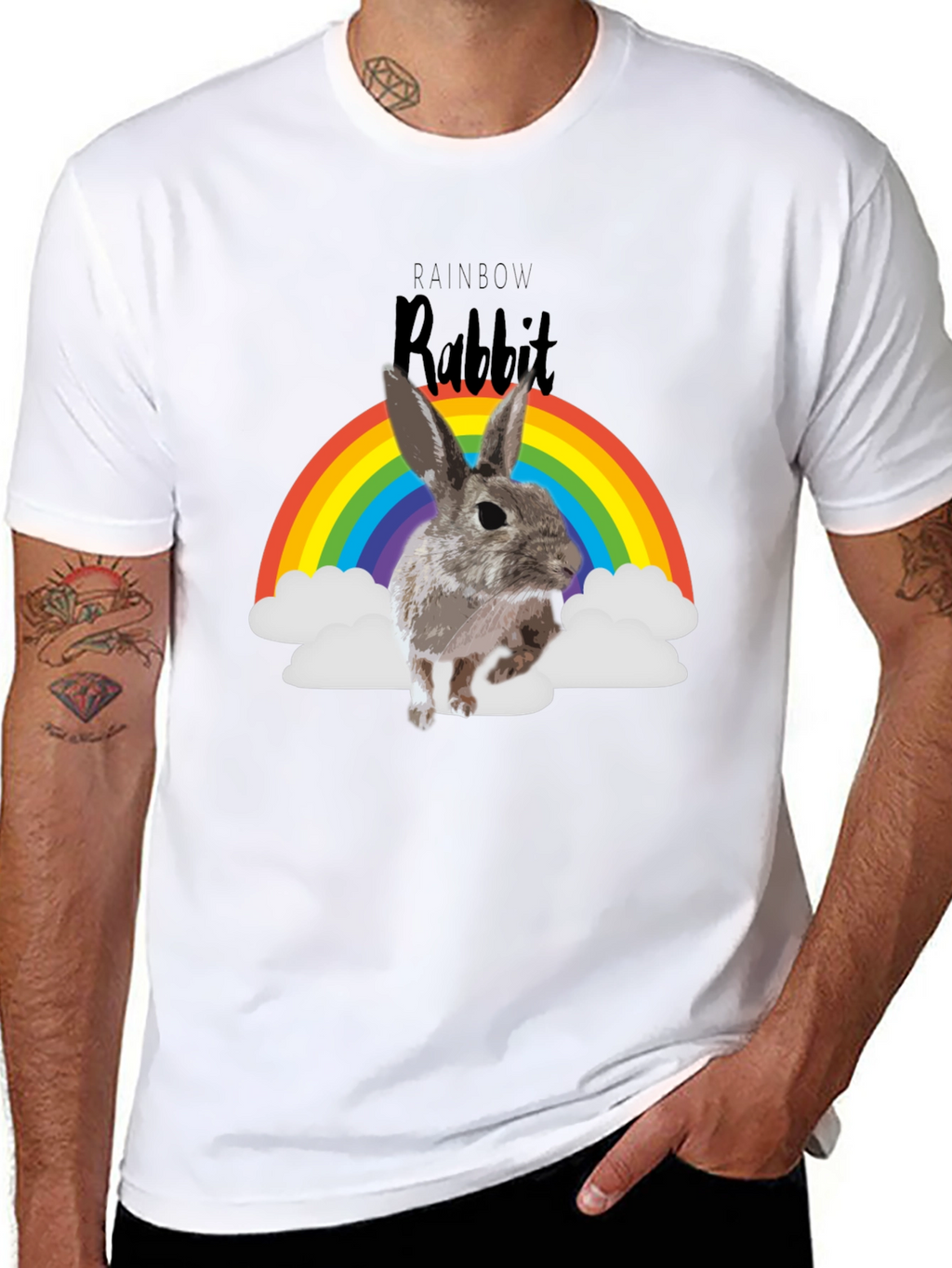 Rainbow Rabbit T-Shirt - Fun Graphic Tee