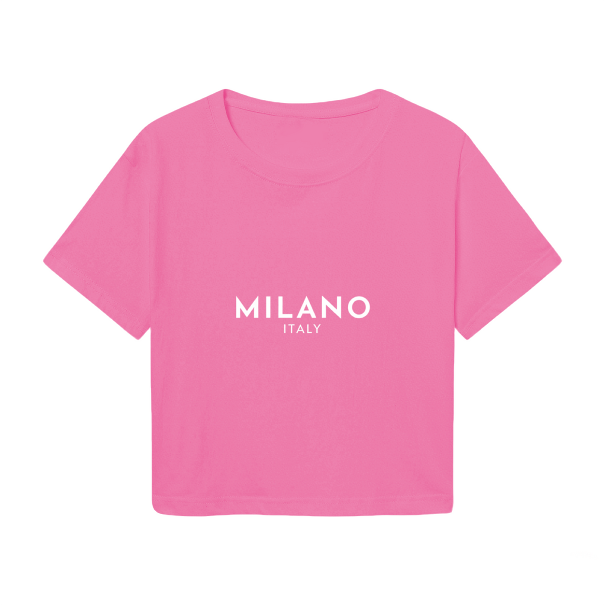 Milano Italy Minimal Hot Pink City Crop Tee