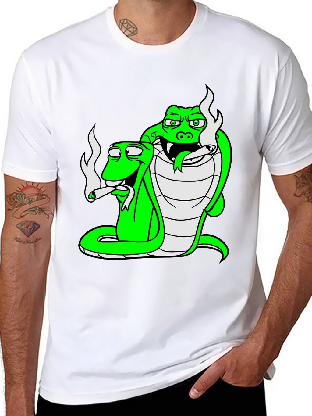 Cool Cobra Snakes Smoking Joint T-Shirt